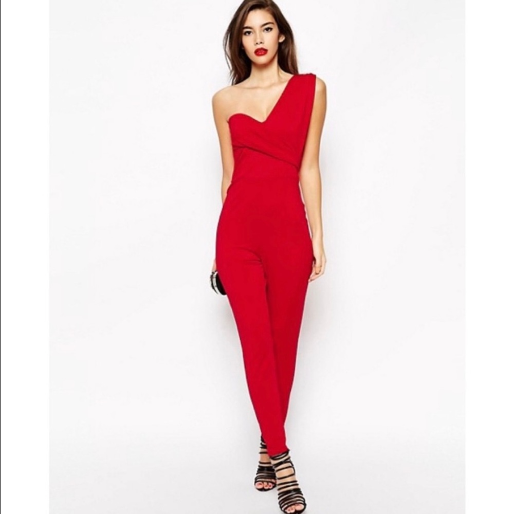 Gorgeous ASOS one strep red jumpsuit.